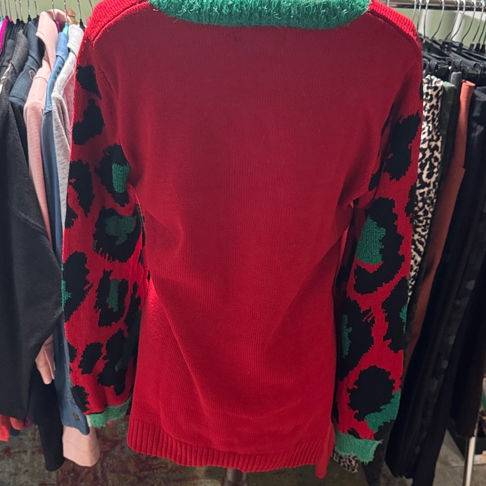 32 Degrees UGLY Red and Green Llama Sweater - Picture 7 of 12